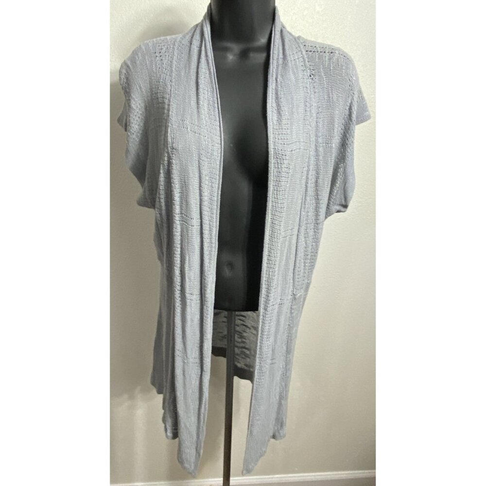 Mossimo Women Size L Cardigan Open Light Gray Short Sleeve
